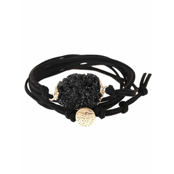 Womens Black Druzy Charm Bracelet - Picture 1 of 1